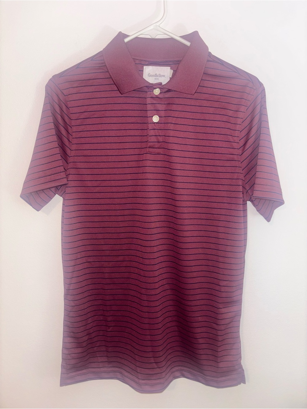 Goodfellow & Co Men's Burgundy Polo with Thin Black Stripes